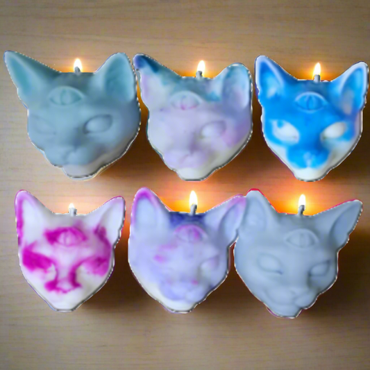 Mystery Crystal 3rd Eye Chakra Awakening Kitty Cat Candle