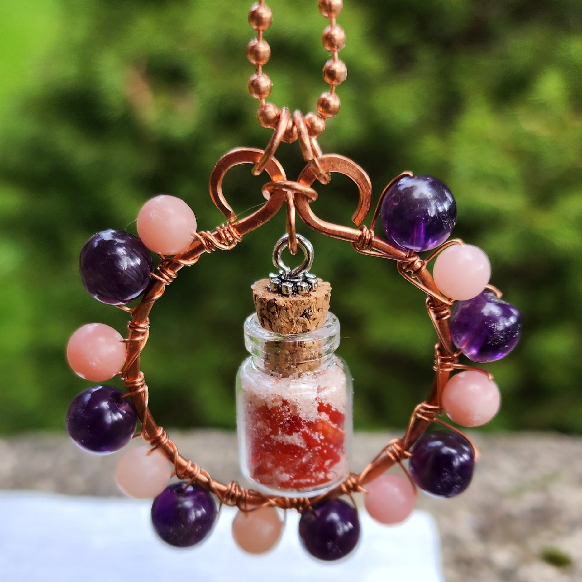Love Potion Pendant with Amethyst & Pink Opal
