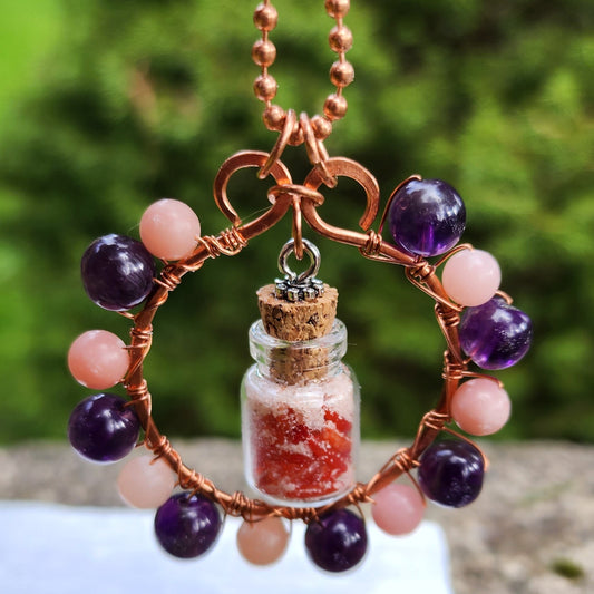 Love Potion Pendant with Amethyst & Pink Opal